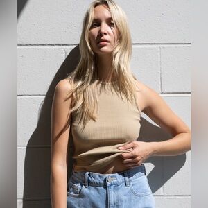 OAK + FORT | Cropped Racerback Tank Sz XS